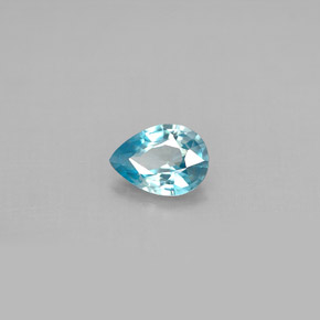 Zircão azul natural 0,82ct, formato de pêra, VVS