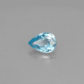 Zircão azul natural 1,07ct, formato de pêra, VVS