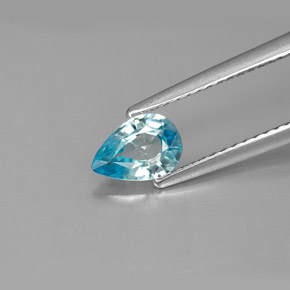 Zircão azul natural 0,82ct, formato de pêra, VS