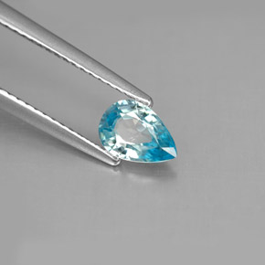 Zircão azul natural 0,82ct, formato de pêra, VS