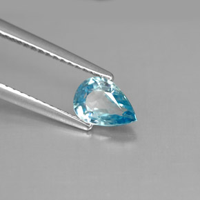 Zircão azul natural 1,03ct, formato de pêra, VS