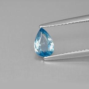 Zircão azul natural 0,81ct, formato de pêra, VS