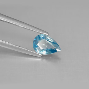 Zircão azul natural 0,81ct, formato de pêra, VS