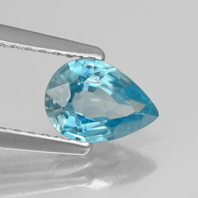Zircão azul natural 0,99ct, formato de pêra, VS