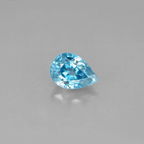 Zircão azul natural 1,23ct, formato de pêra, VS