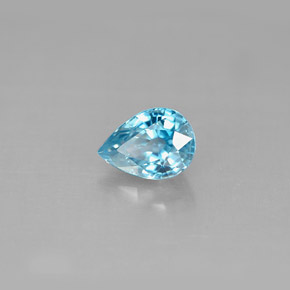 Zircão azul natural 1,23ct, formato de pêra, VS