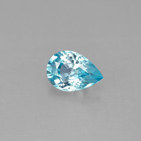 Zircão azul natural 1,01ct, formato de pêra, VS