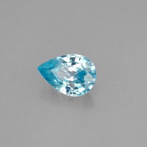 Zircão azul natural 1,01ct, formato de pêra, VS