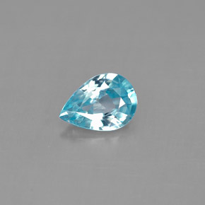Zircão azul natural 0,84ct, formato de pêra, VS