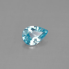 Zircão azul natural 0,84ct, formato de pêra, VS