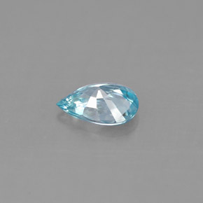 Zircão azul natural 0,84ct, formato de pêra, VS