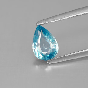 Zircão azul natural 0,99ct, formato de pêra, VS