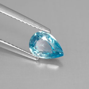Zircão azul natural 0,99ct, formato de pêra, VS