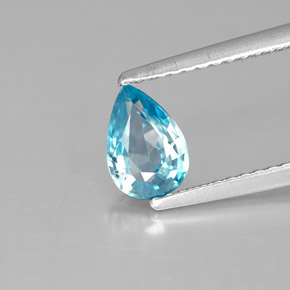 Zircão azul natural 1,05ct, formato de pêra, VS