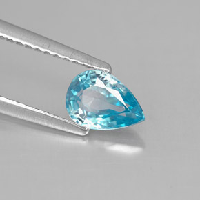 Zircão azul natural 1,05ct, formato de pêra, VS