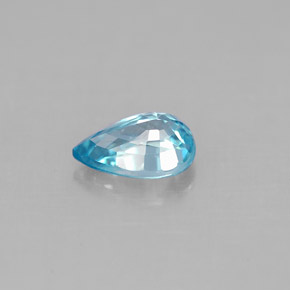 Zircão azul natural 1,05ct, formato de pêra, VS