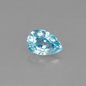 Zircão azul natural 1,09ct, formato de pêra, VS