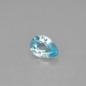 Zircão azul natural 1,03ct, formato de pêra, VVS-VS