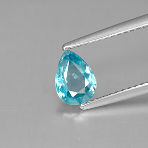 Zircão azul natural 1,02ct, formato de pêra, VVS-VS