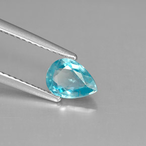 Zircão azul natural 1,02ct, formato de pêra, VVS-VS