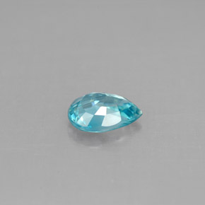 Zircão azul natural 1,02ct, formato de pêra, VVS-VS