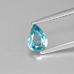 Zircão azul natural 1,00ct, formato de pêra, VVS-VS