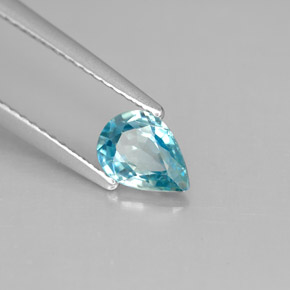Zircão azul natural 1,00ct, formato de pêra, VVS-VS