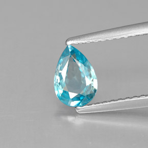 Zircão azul natural 0,89ct, formato de pêra, VVS-VS