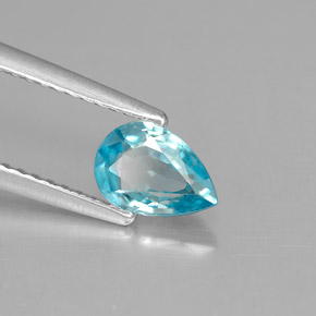 Zircão azul natural 0,89ct, formato de pêra, VVS-VS