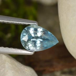 Zircão azul natural 0,92ct, formato de pêra, VVS-VS