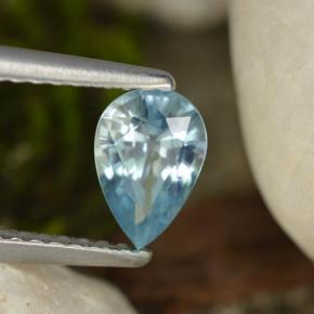 Zircão azul natural 0,92ct, formato de pêra, VVS-VS