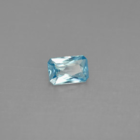 Zircão azul natural 0,68ct, corte esmeralda, VS