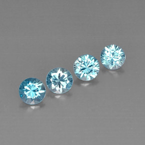 Pedras preciosas de zircão azul natural de  ct, corte redondo, VVS-VS