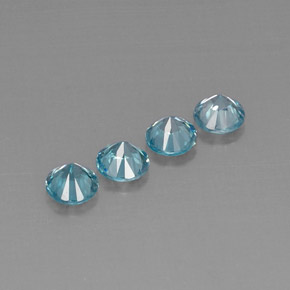 Pedras preciosas de zircão azul natural de  ct, corte redondo, VVS-VS