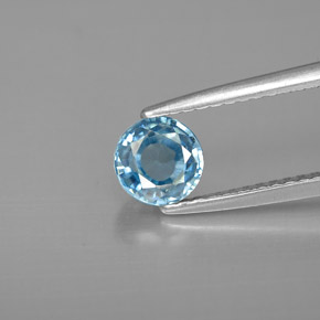 Zircão azul natural 1,17ct, corte redondo, VVS-VS