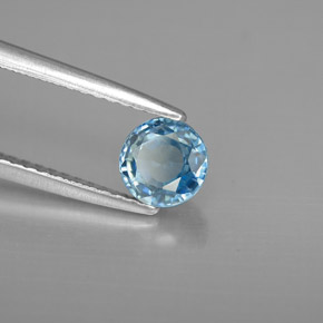 Zircão azul natural 1,17ct, corte redondo, VVS-VS