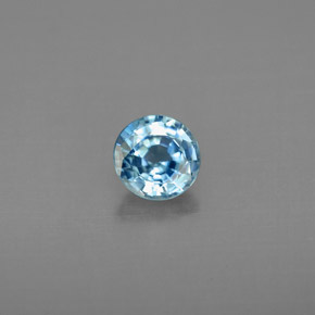 Zircão azul natural 0,85ct, corte redondo, VVS