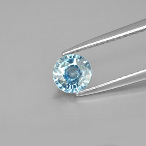 Zircão azul natural 0,97ct, corte redondo, VS