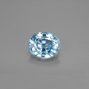 Zircão azul natural 1,80ct, corte oval, VVS