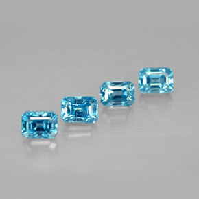 Pedras preciosas de zircão azul natural de  ct, corte esmeralda, VVS