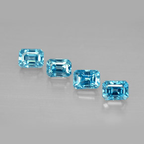 Pedras preciosas de zircão azul natural de  ct, corte esmeralda, VVS