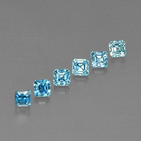 Pedras preciosas de zircão azul natural de  ct, corte esmeralda, VVS