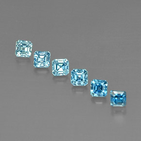 Pedras preciosas de zircão azul natural de  ct, corte esmeralda, VVS