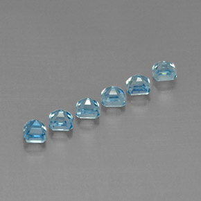 Pedras preciosas de zircão azul natural de  ct, corte esmeralda, VVS