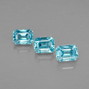 Pedras preciosas de zircão azul natural de  ct, corte esmeralda, VVS