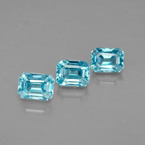 Pedras preciosas de zircão azul natural de  ct, corte esmeralda, VVS
