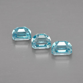 Pedras preciosas de zircão azul natural de  ct, corte esmeralda, VVS