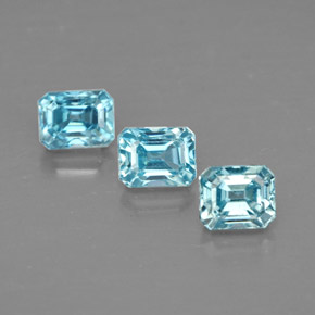 Pedras preciosas de zircão azul natural de  ct, corte esmeralda, VVS