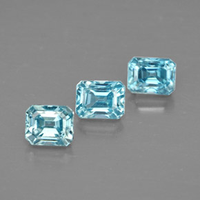 Pedras preciosas de zircão azul natural de  ct, corte esmeralda, VVS