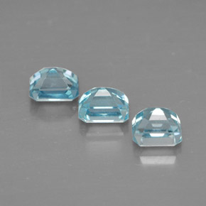 Pedras preciosas de zircão azul natural de  ct, corte esmeralda, VVS